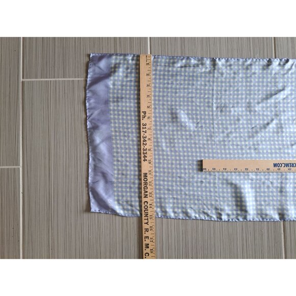 Vintage Echo Blue & White Gingham Silk Scarf Rectangular Lightweight Womens - Picture 8 of 9